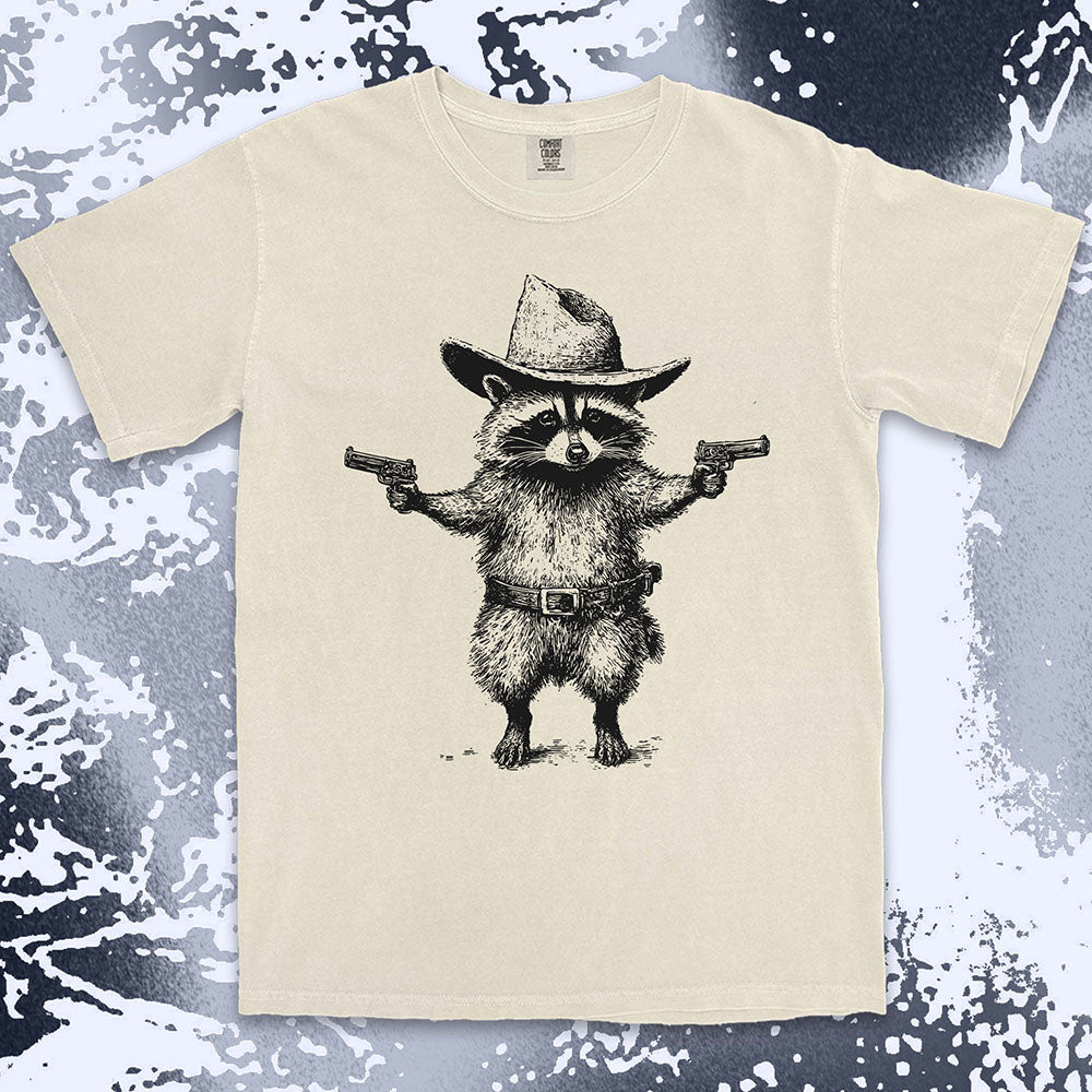 cowboy raccoon western shirt funny wild west trash panda tee