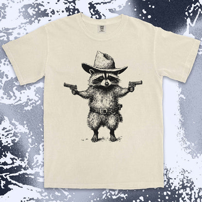 cowboy raccoon western shirt funny wild west trash panda tee