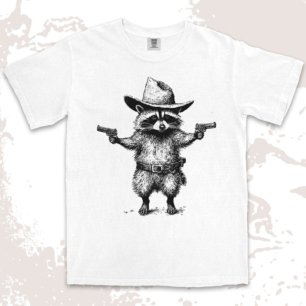 cowboy raccoon western shirt funny wild west trash panda tee