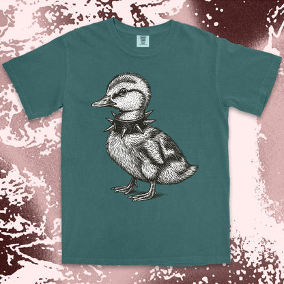 punk duckling graphic t-shirt with spikes collar