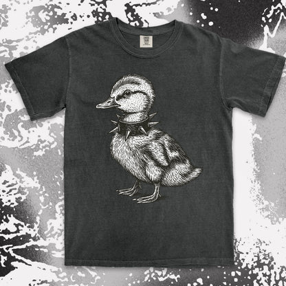 punk duckling graphic t-shirt with spikes collar