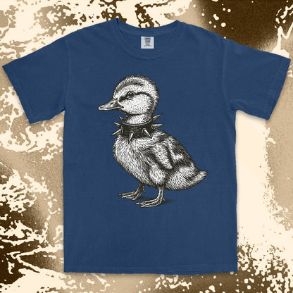 punk duckling graphic t-shirt with spikes collar