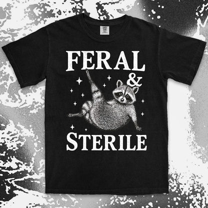 feral and sterile raccoon lying on back comfort colors t-shirt