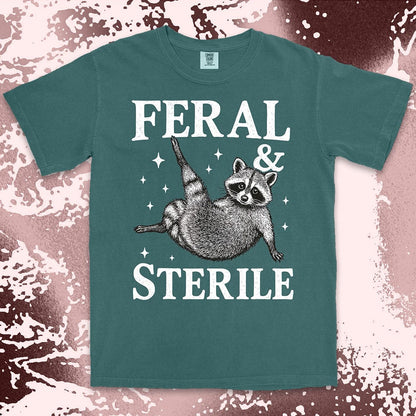 feral and sterile raccoon lying on back comfort colors t-shirt