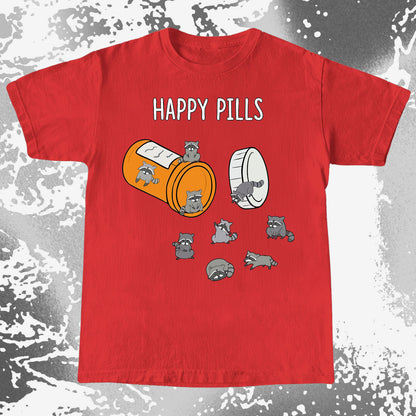 Happy Pills Raccoon Shirt – Dark Humor Mental Health Art