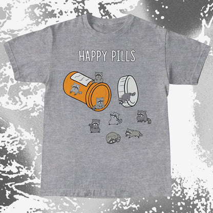 Happy Pills Raccoon Shirt – Dark Humor Mental Health Art