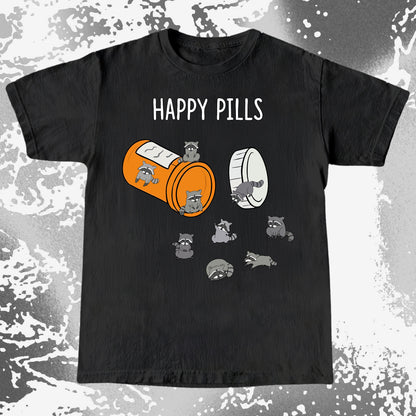 Happy Pills Raccoon Shirt – Dark Humor Mental Health Art
