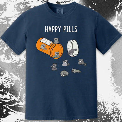 Happy Pills Raccoon Shirt – Dark Humor Mental Health Art