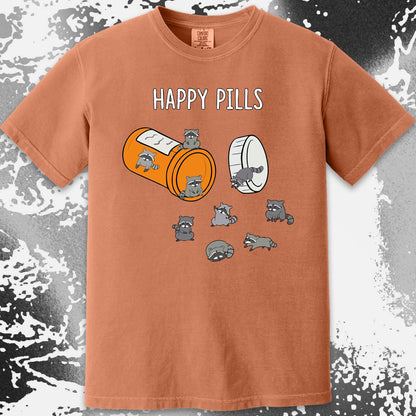 Happy Pills Raccoon Shirt – Dark Humor Mental Health Art
