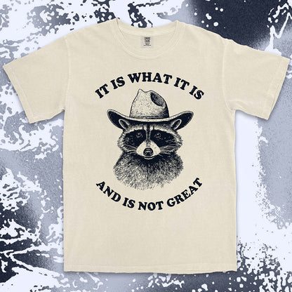 it is what it is raccoon shirt cowboy funny sad humor tee