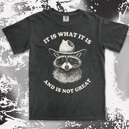 it is what it is raccoon shirt cowboy funny sad humor tee