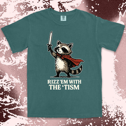 rizzem with the tism raccoon shirt funny meme chaotic trash panda tee