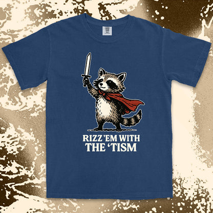 rizzem with the tism raccoon shirt funny meme chaotic trash panda tee