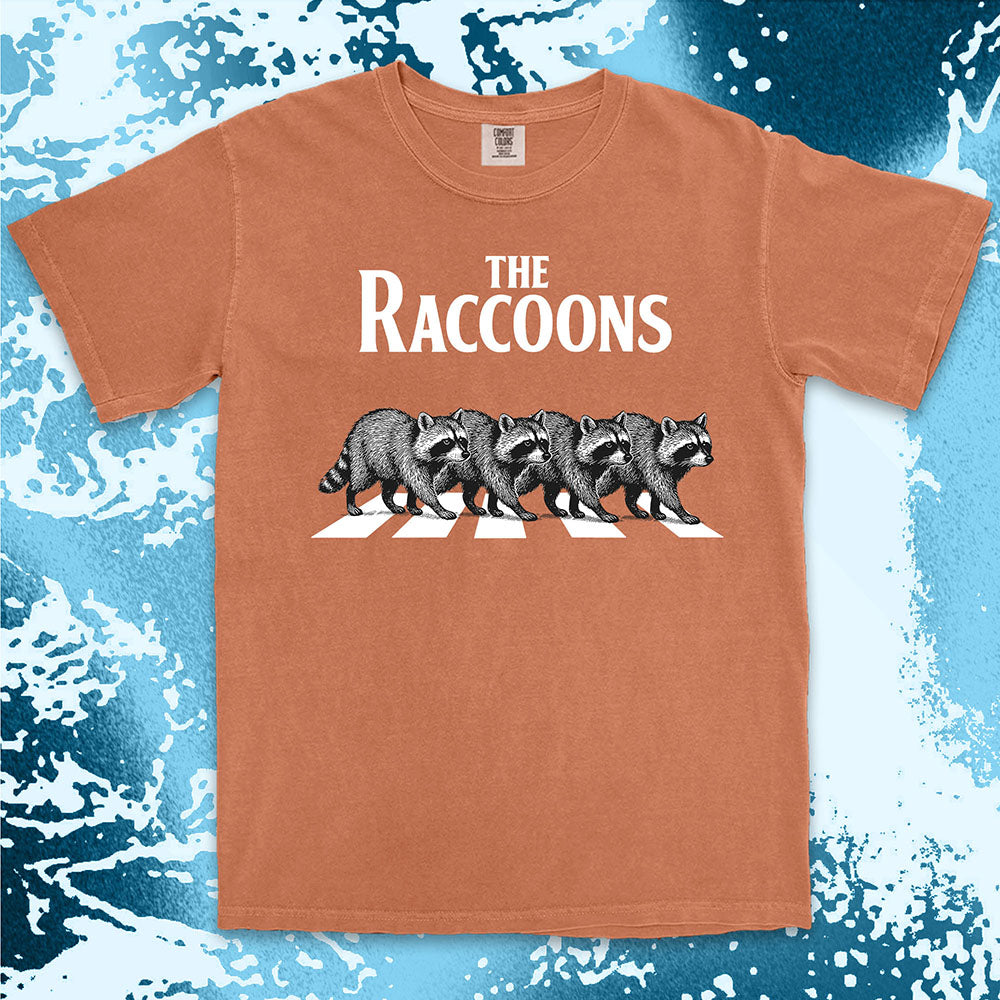 the raccoons parody shirt abbey road funny band raccoon tee