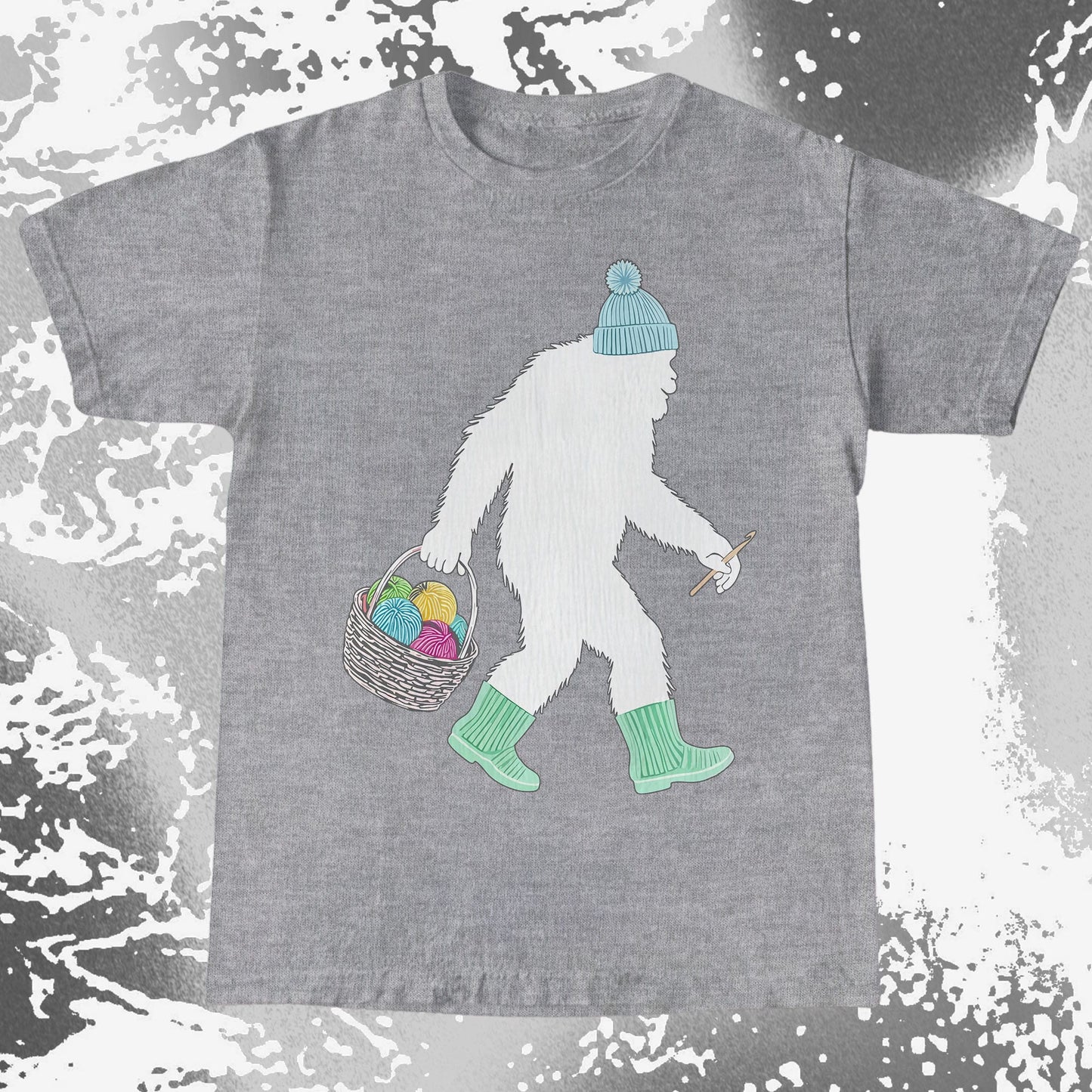 Knitting Bigfoot Carrying Yarn Cute Craft Shirt