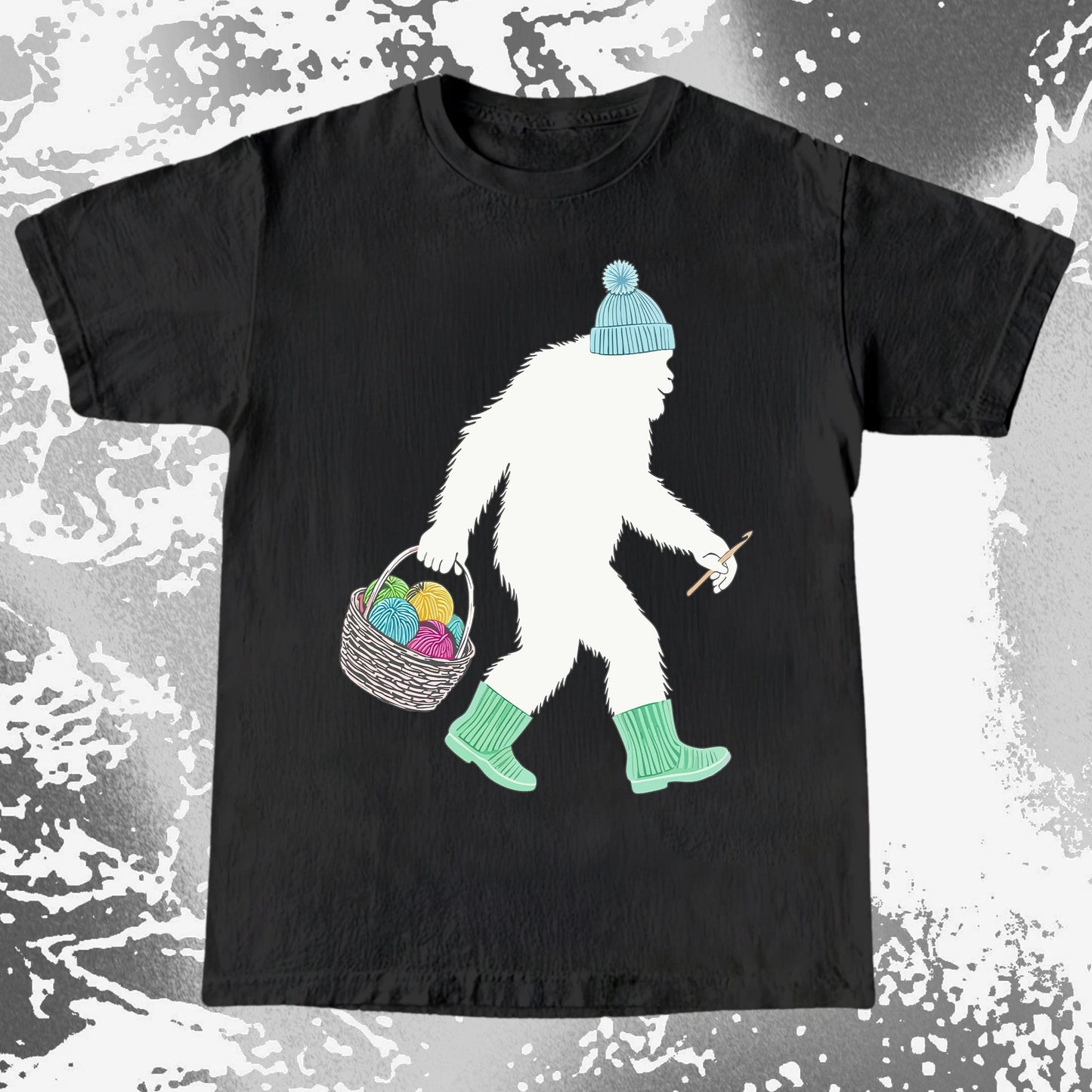 Knitting Bigfoot Carrying Yarn Cute Craft Shirt