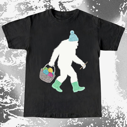 Knitting Bigfoot Carrying Yarn Cute Craft Shirt