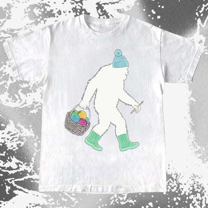 Knitting Bigfoot Carrying Yarn Cute Craft Shirt
