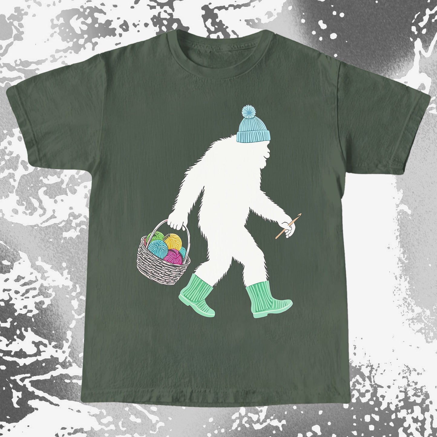 Knitting Bigfoot Carrying Yarn Cute Craft Shirt