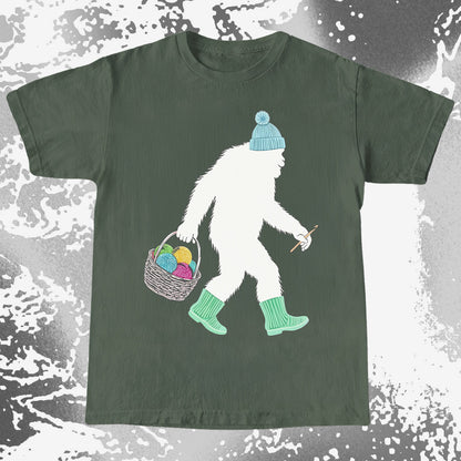 Knitting Bigfoot Carrying Yarn Cute Craft Shirt