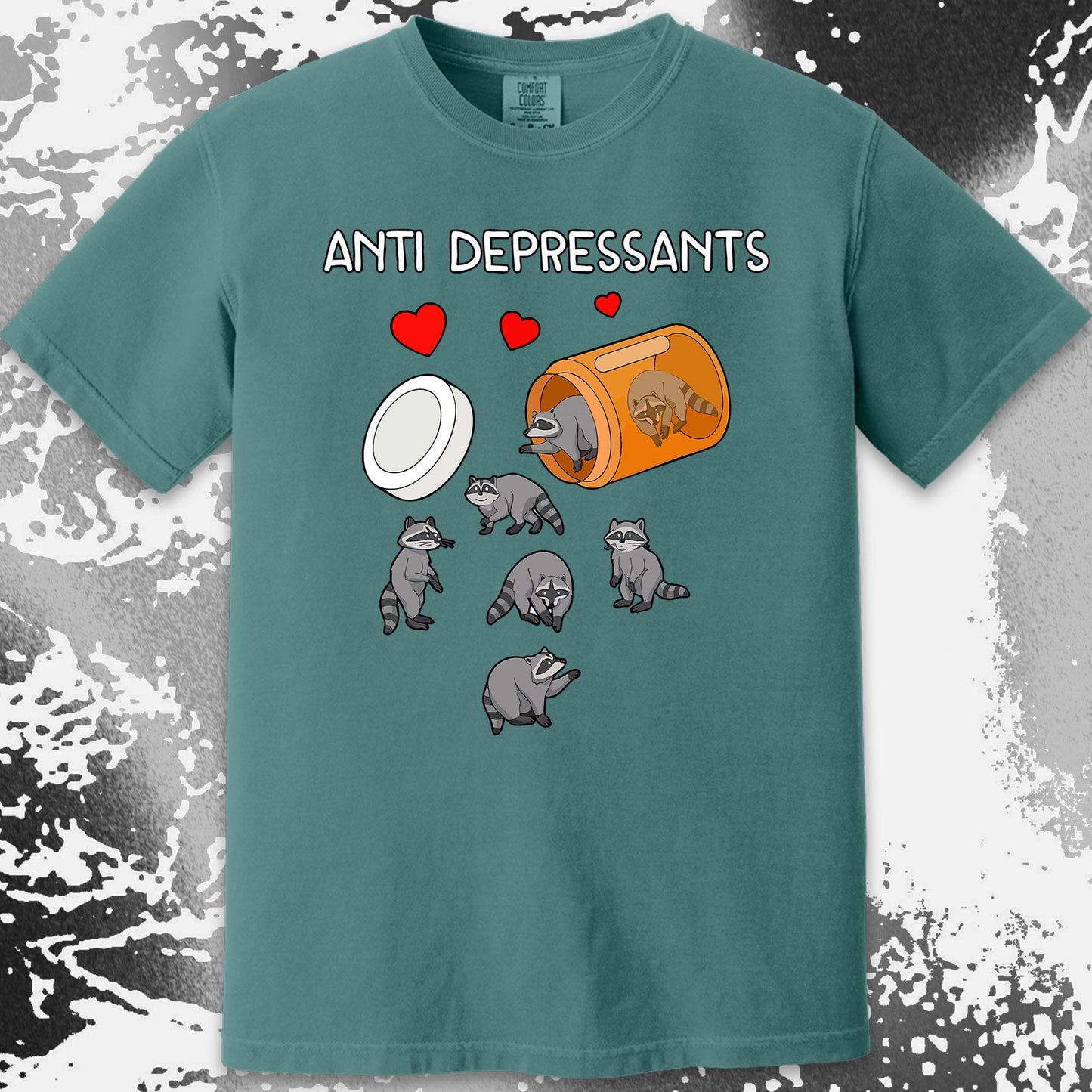 Anti Depressants Raccoon Shirt – Soft Dark Humor Mental Health Art