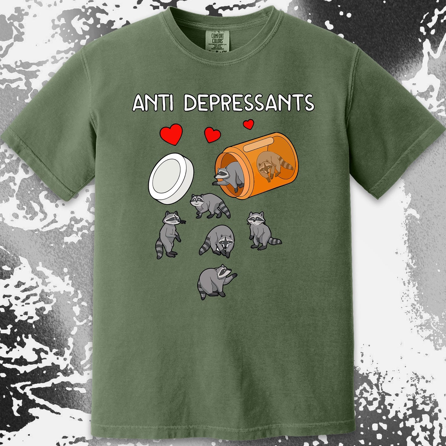 Anti Depressants Raccoon Shirt – Soft Dark Humor Mental Health Art