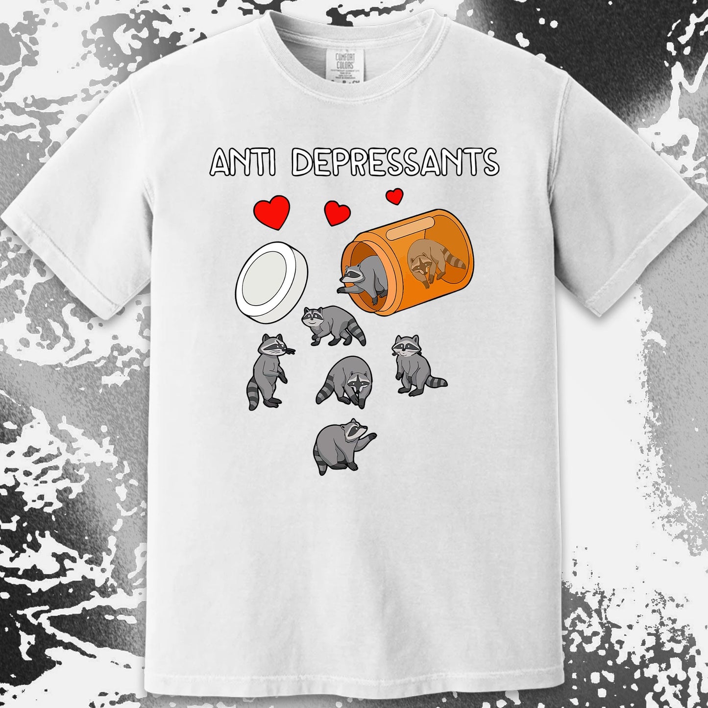 Anti Depressants Raccoon Shirt – Soft Dark Humor Mental Health Art
