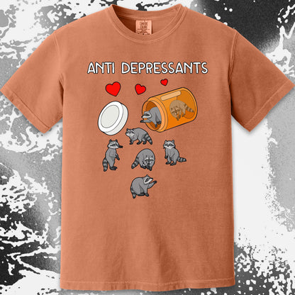 Anti Depressants Raccoon Shirt – Soft Dark Humor Mental Health Art