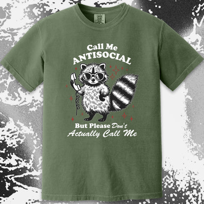 Call Me Antisocial Raccoon T-Shirt – Please Don’t Actually Callv