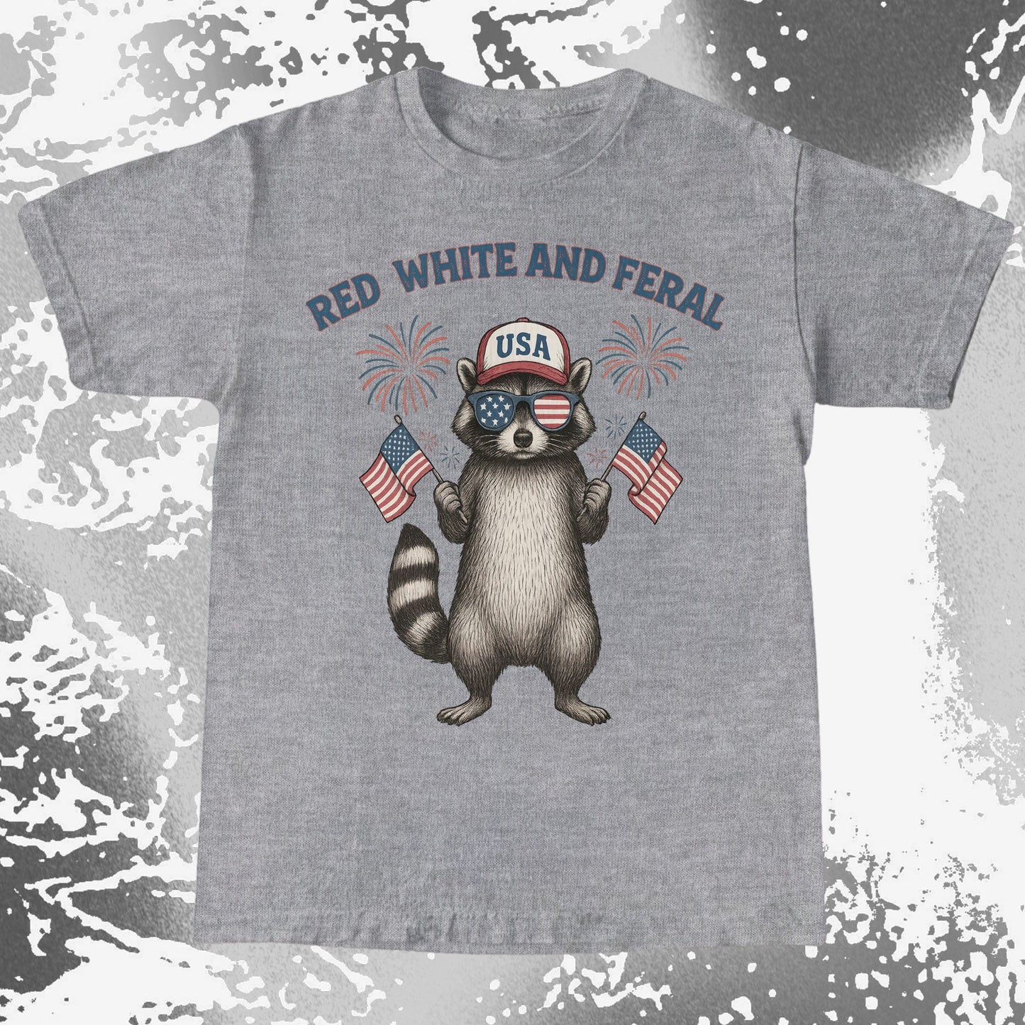 Red White And Feral Raccoon USA Shirt