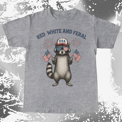 Red White And Feral Raccoon USA Shirt