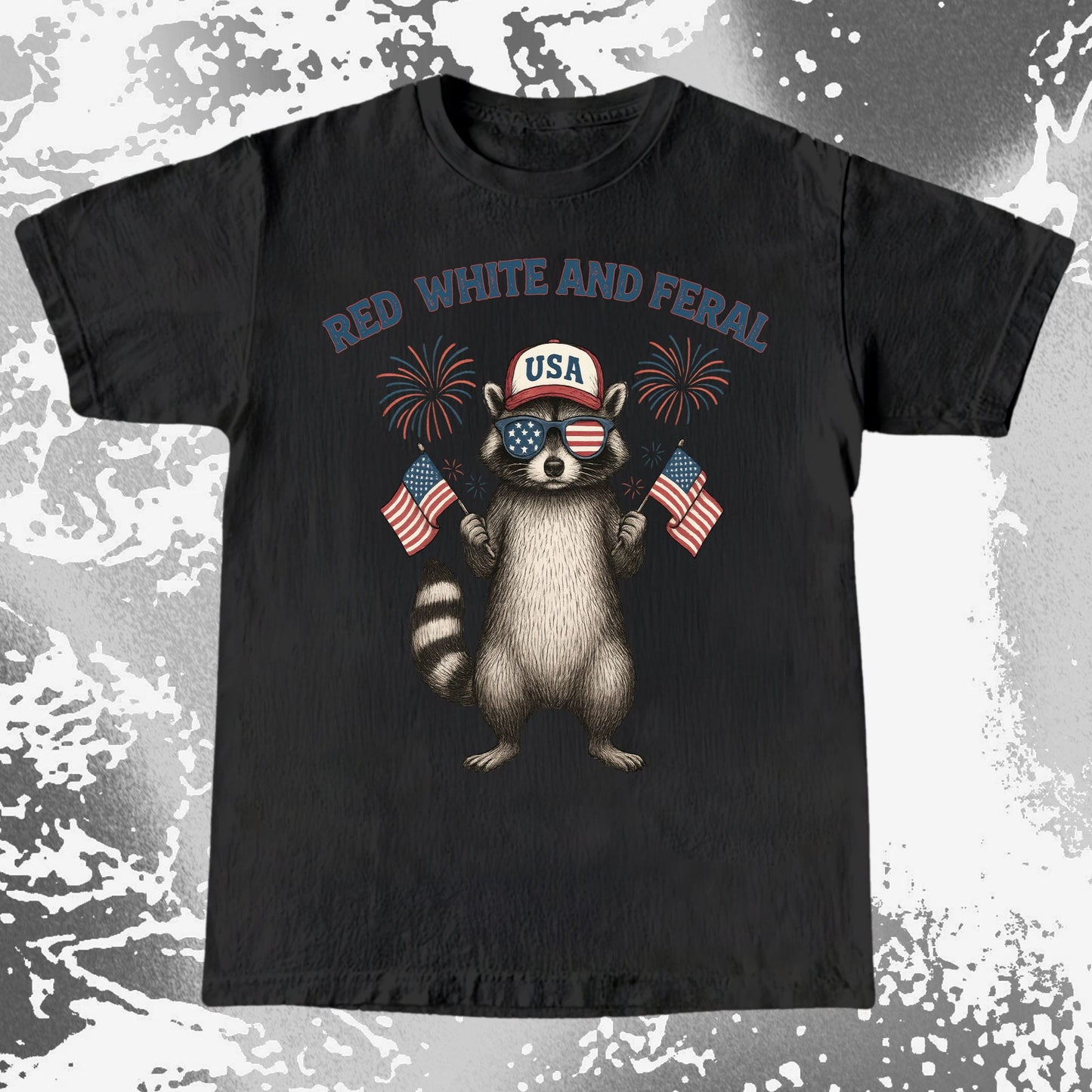 Red White And Feral Raccoon USA Shirt