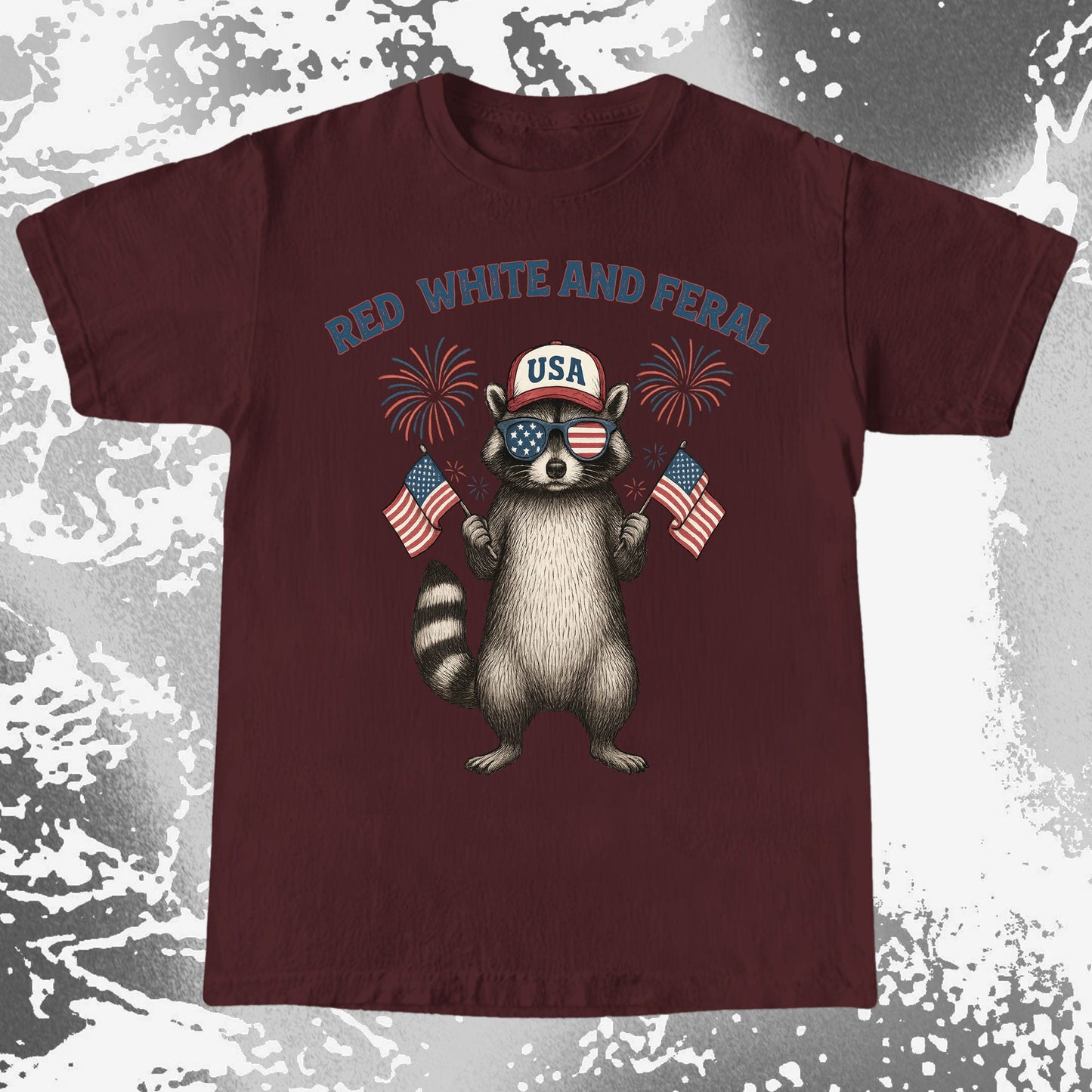 Red White And Feral Raccoon USA Shirt