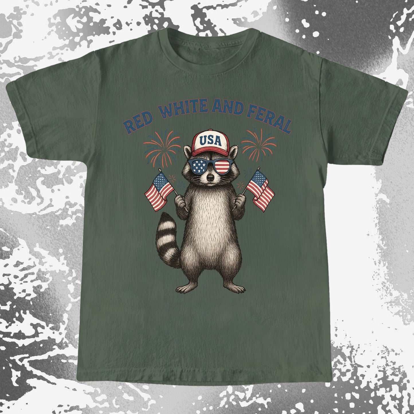 Red White And Feral Raccoon USA Shirt