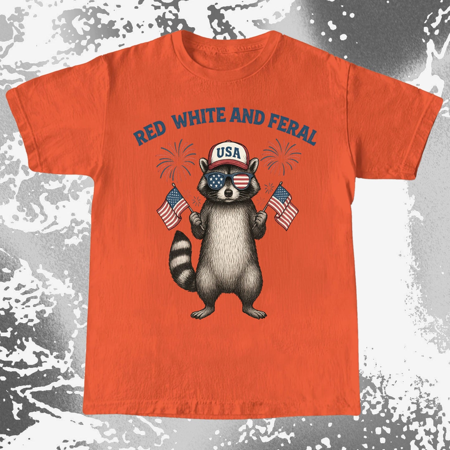 Red White And Feral Raccoon USA Shirt