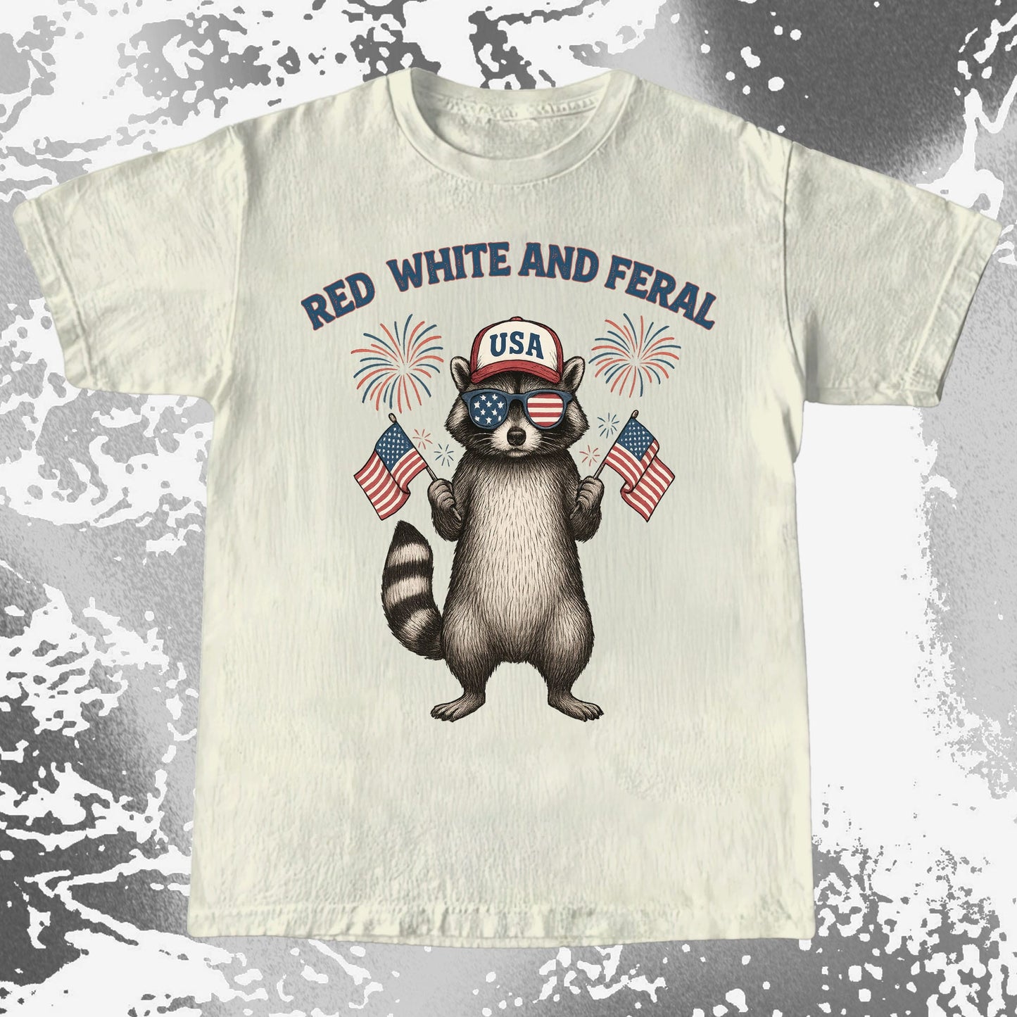 Red White And Feral Raccoon USA Shirt