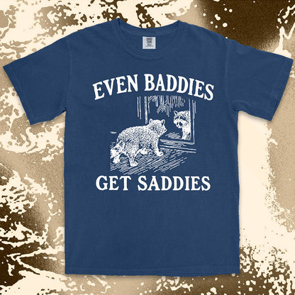 even baddies get saddies raccoon shirt funny sad meme tee