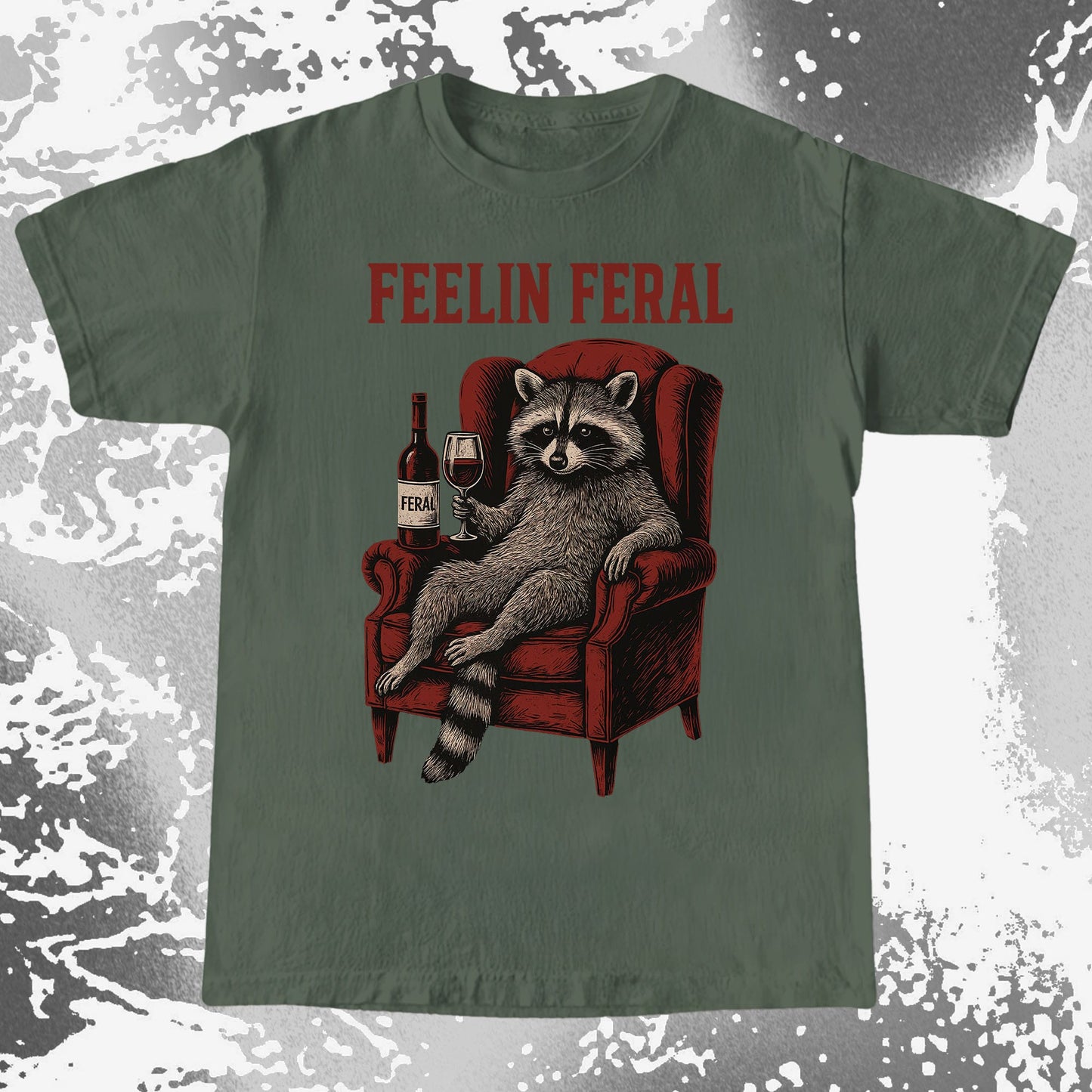Feelin Feral Raccoon Wine Chair Shirt