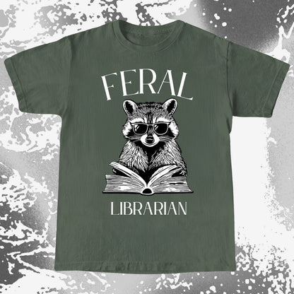 Feral Librarian Raccoon Book Shirt