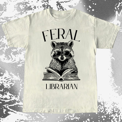 Feral Librarian Raccoon Book Shirt
