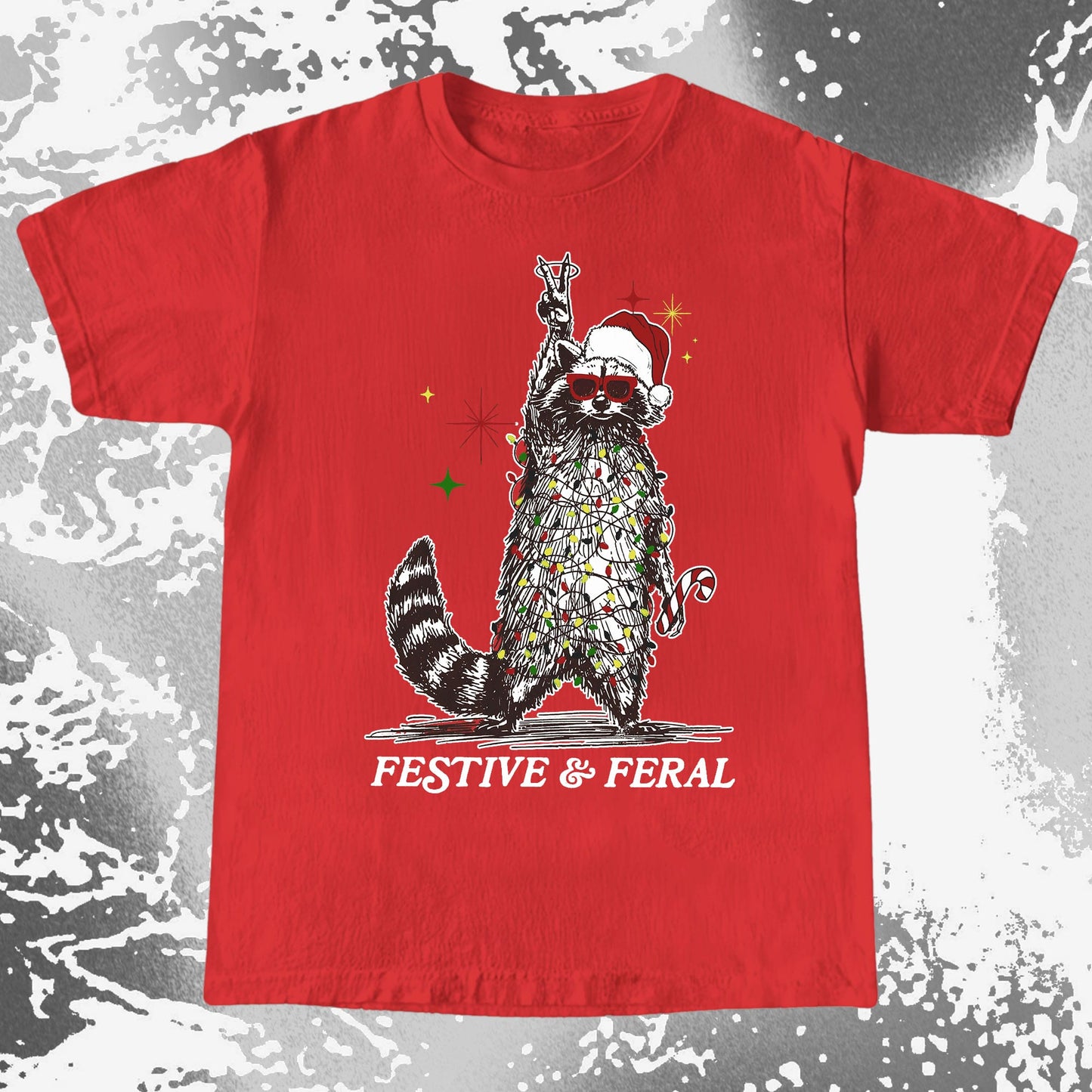 Festive and Feral Raccoon Christmas