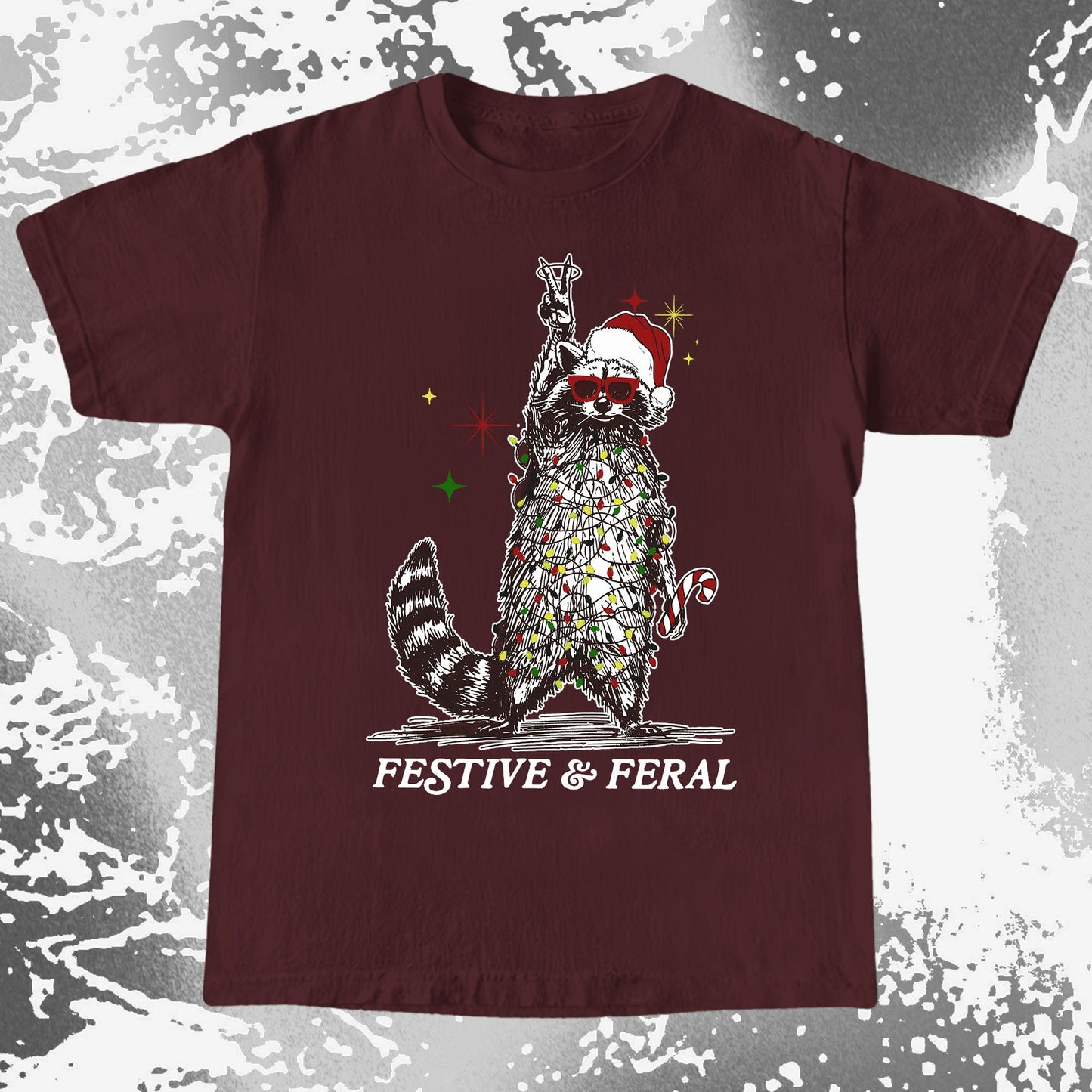 Festive and Feral Raccoon Christmas