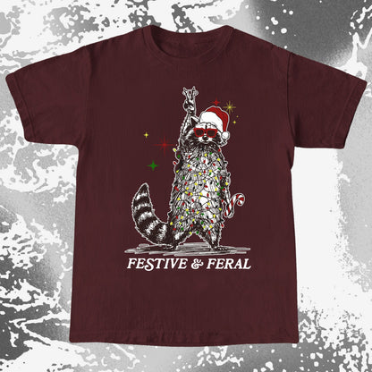 Festive and Feral Raccoon Christmas