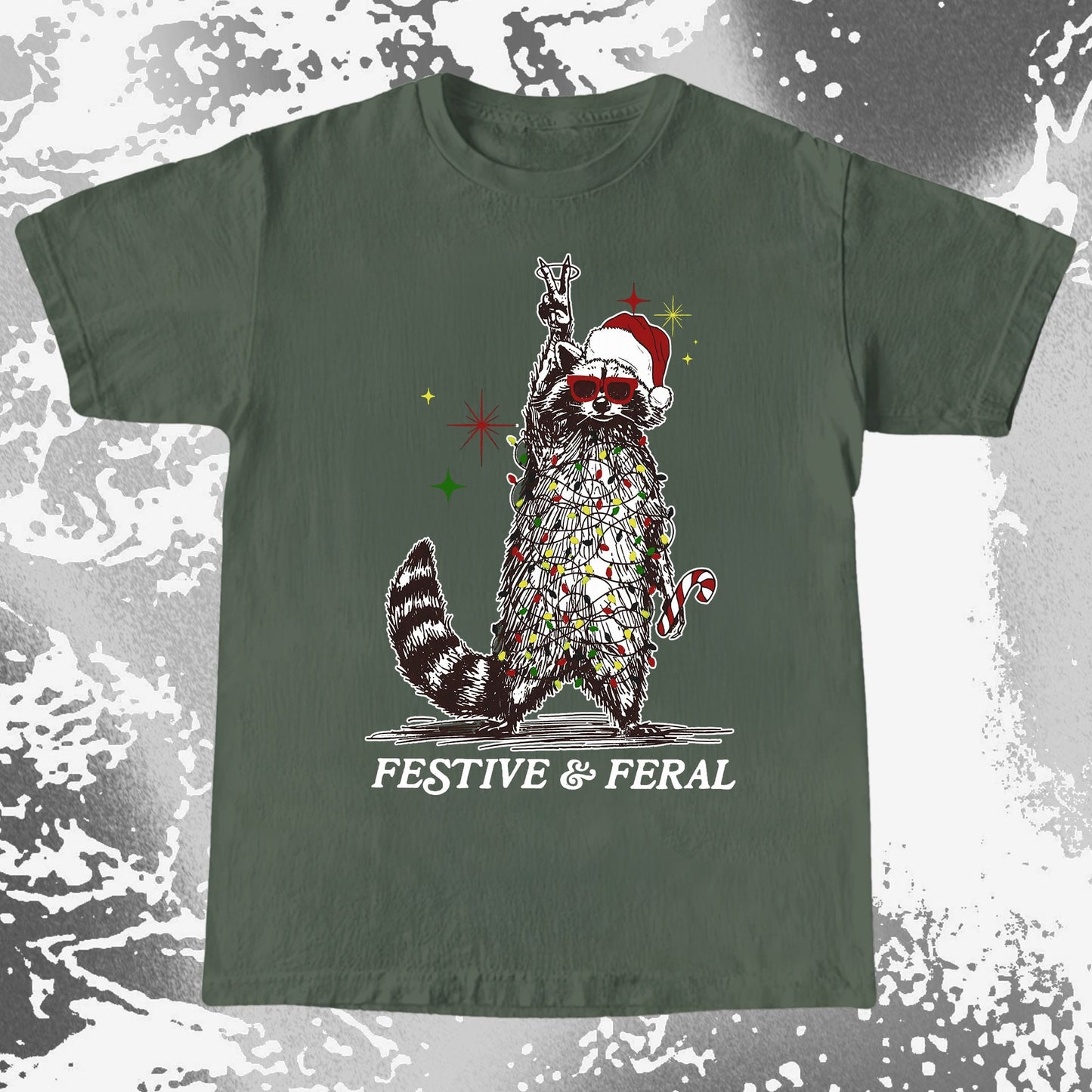 Festive and Feral Raccoon Christmas