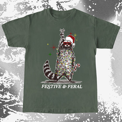 Festive and Feral Raccoon Christmas