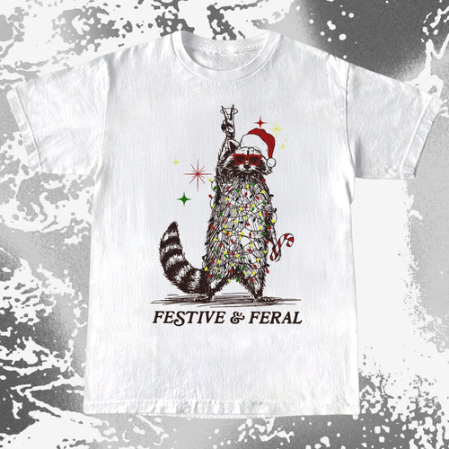 Festive and Feral Raccoon Christmas