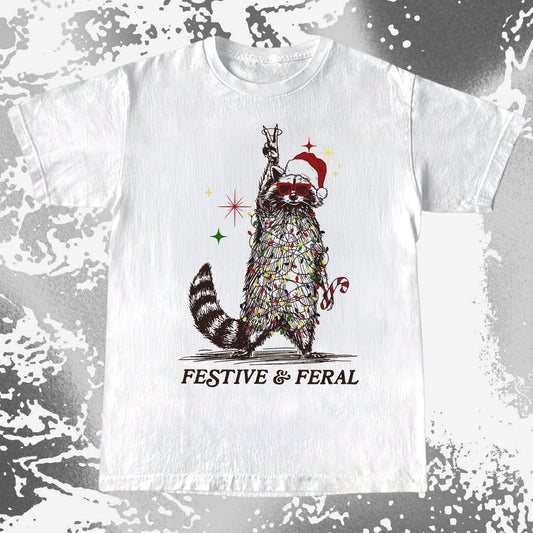 Festive and Feral Raccoon Christmas