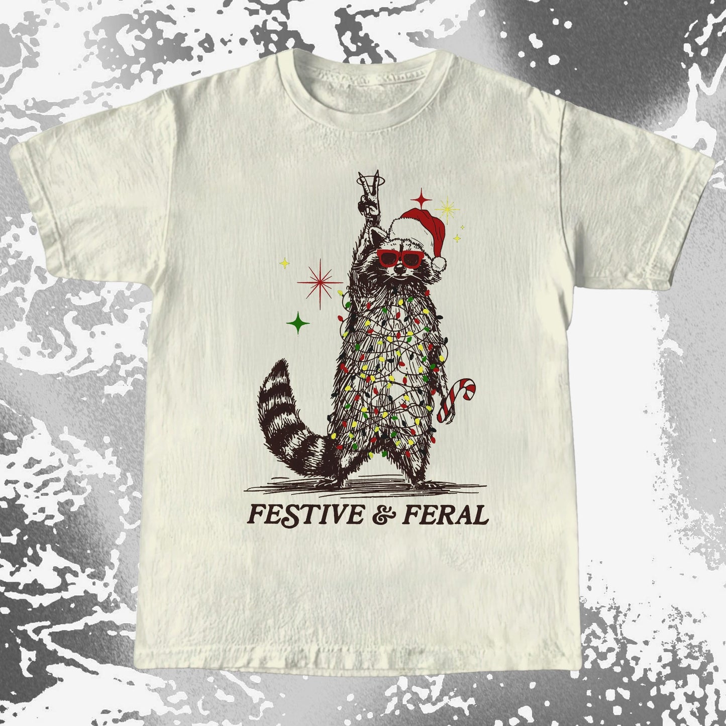 Festive and Feral Raccoon Christmas