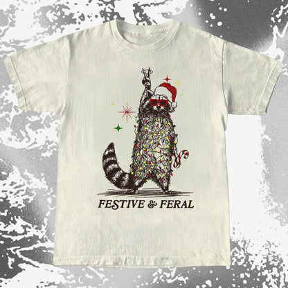 Festive and Feral Raccoon Christmas