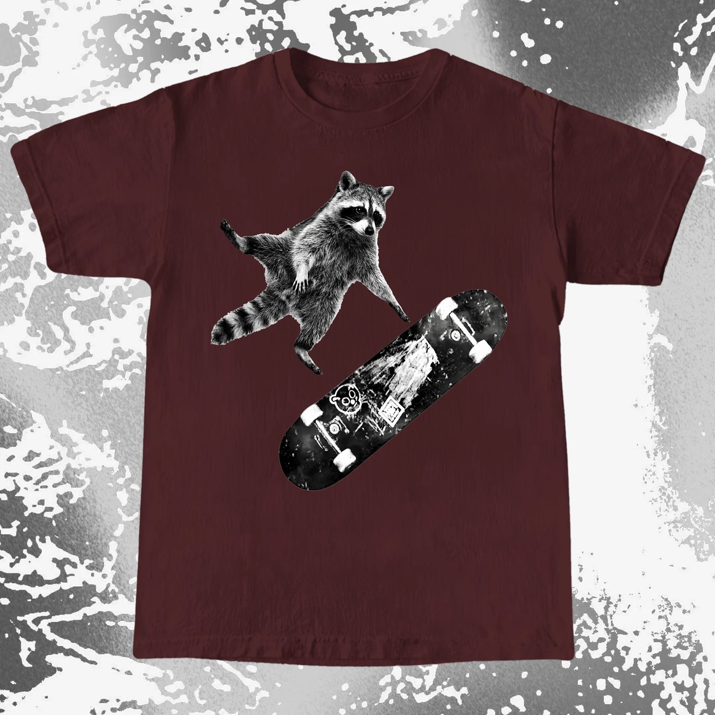 Skateboarding Raccoon Shirt – Mid Air Chaos Tee